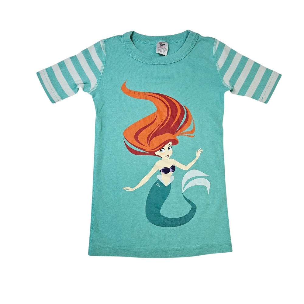 Hanna Andersson Disney Ariel Little Mermaid Organic Pajama Top Aqua Kids 8
